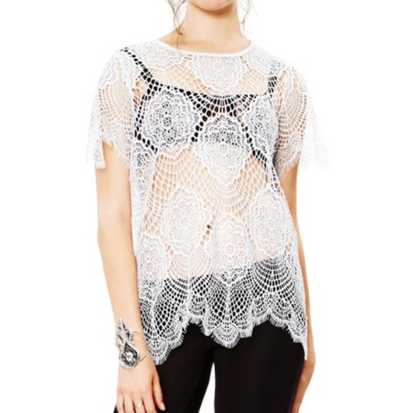 For Love And Lemons Tops - For Love and Lemons Black Swan Lace Top S